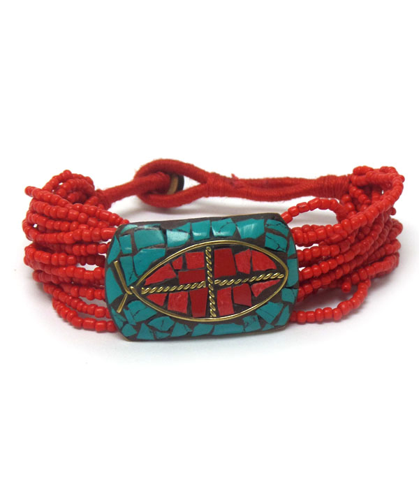 Layered seed bead bracelet