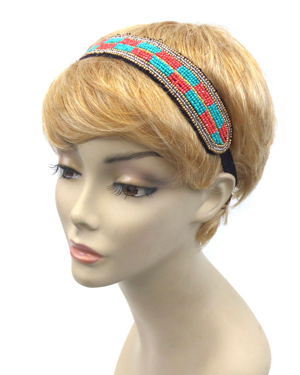 Handmade seed beads pattern headband 
