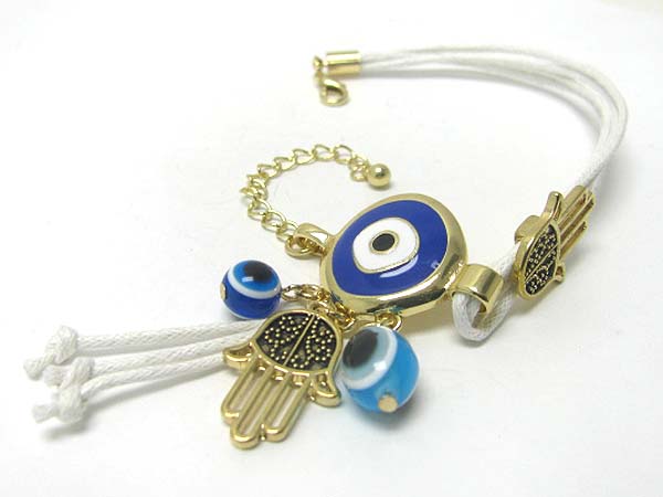 Hamsa and evil eye dangle bracelet