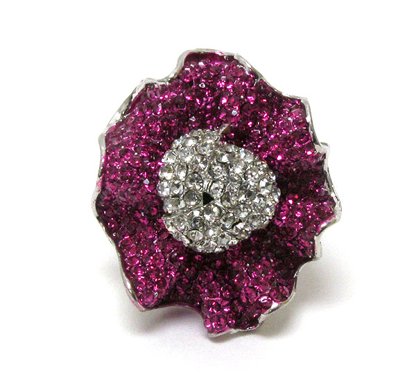 Crystal stud flower stretch ring