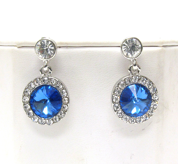 Swarovski crystal center disk drop earring - made in usa