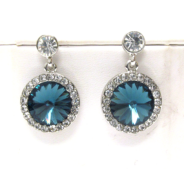 Swarovski crystal center disk drop earring - made in usa