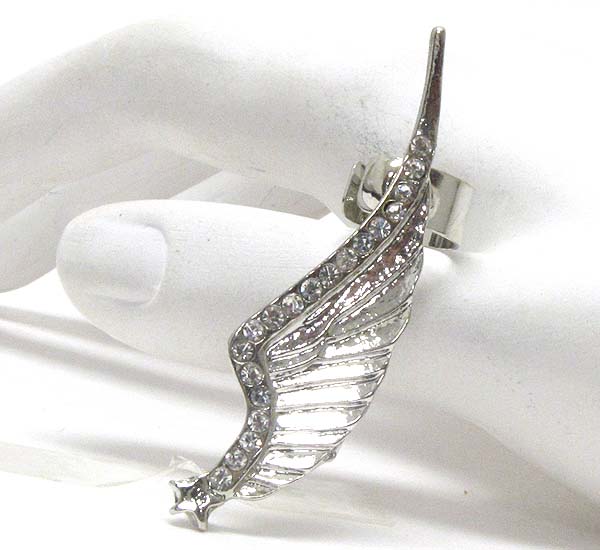 Crystal deco metal angel wing earcuff