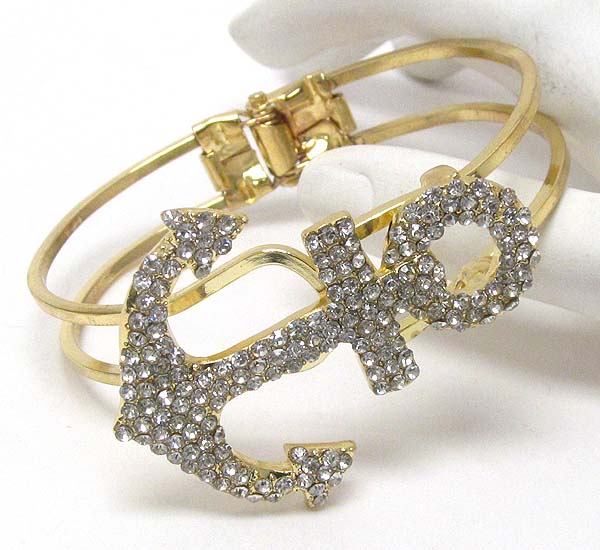 Crystal anchor bangle bracelet