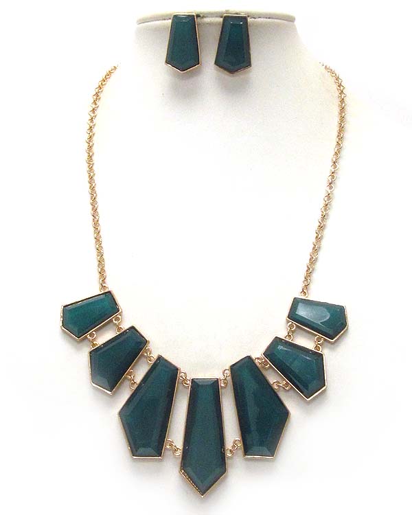 Multi facet arrowhead link drop necklace earring set