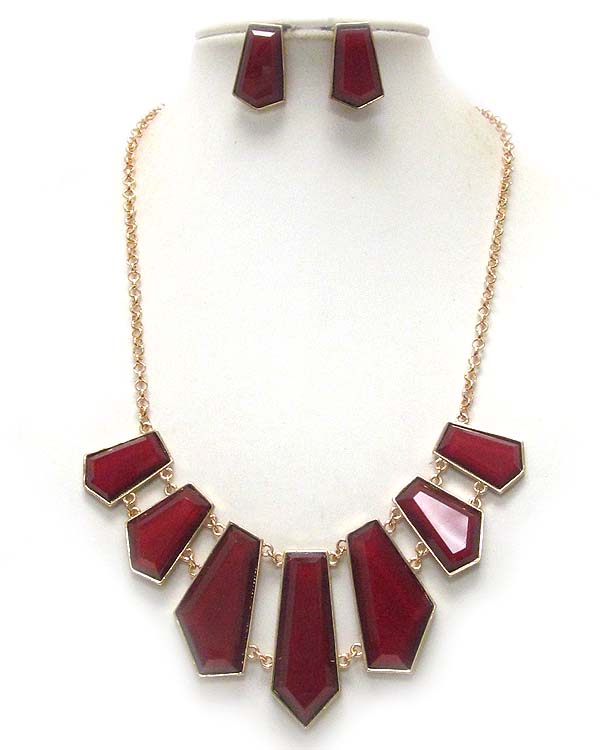 Multi facet arrowhead link drop necklace earring set