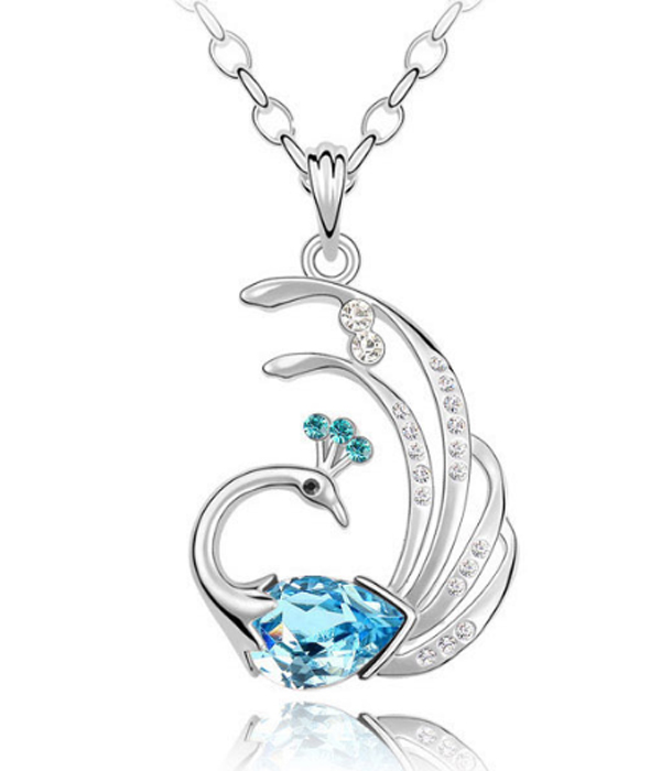 Crystal exotic bird pendant necklace