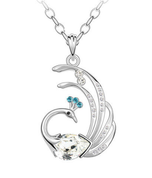 Crystal exotic bird pendant necklace