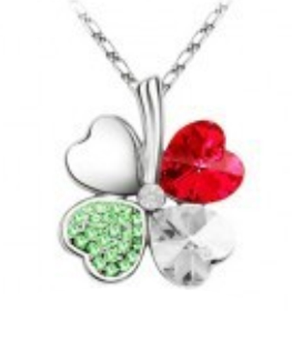Crystal 4 leaf clover pendant necklace
