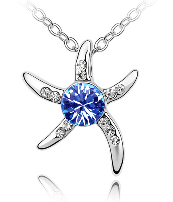 Crystal center starfish pendant necklace