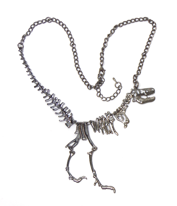 Dinosaur skeleton fossil necklace