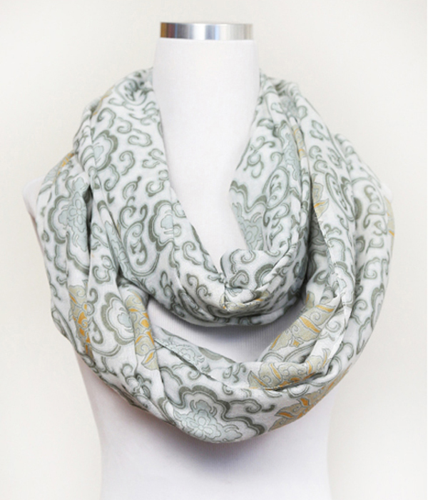 Damask print scarf - 20% cotton 80% polyester