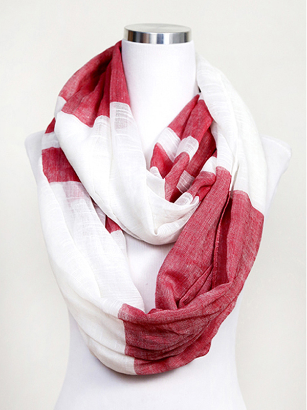 Striped print infinity scarf - 100% viscose