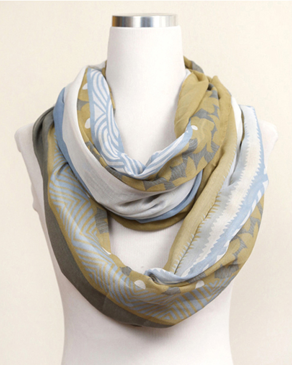 Mixed print infinity scarf - 100% viscose