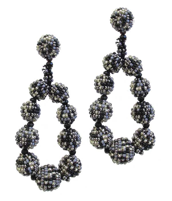 MULTI SEEDBEAD BALL LINK TEARDROP EARRING