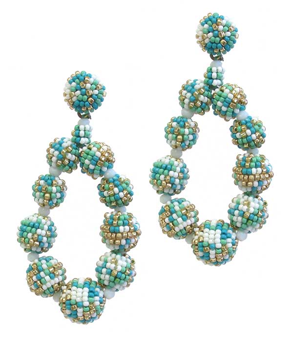 MULTI SEEDBEAD BALL LINK TEARDROP EARRING