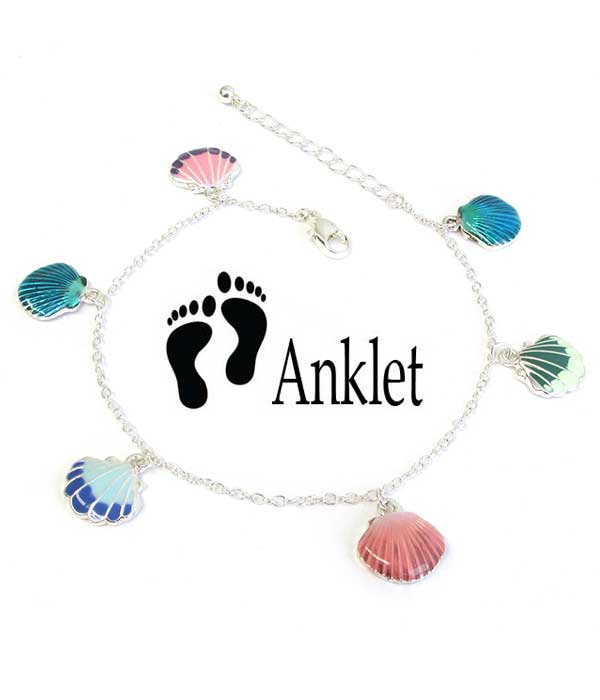 SEALIFE THEME MULTI SHELL CHARM ANKLET