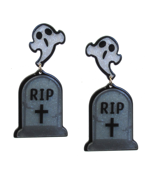 HALLOWEEN THEME GHOST EARRING - RIP