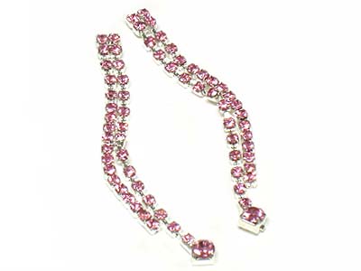 Rhinestone wave double line earring 