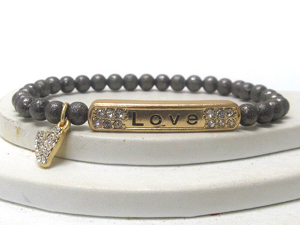 Multi sading balls with love crystal message stretch bracelet
