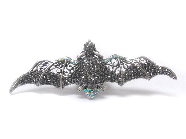 Crystal metal filigree fashion large bat stretch ring