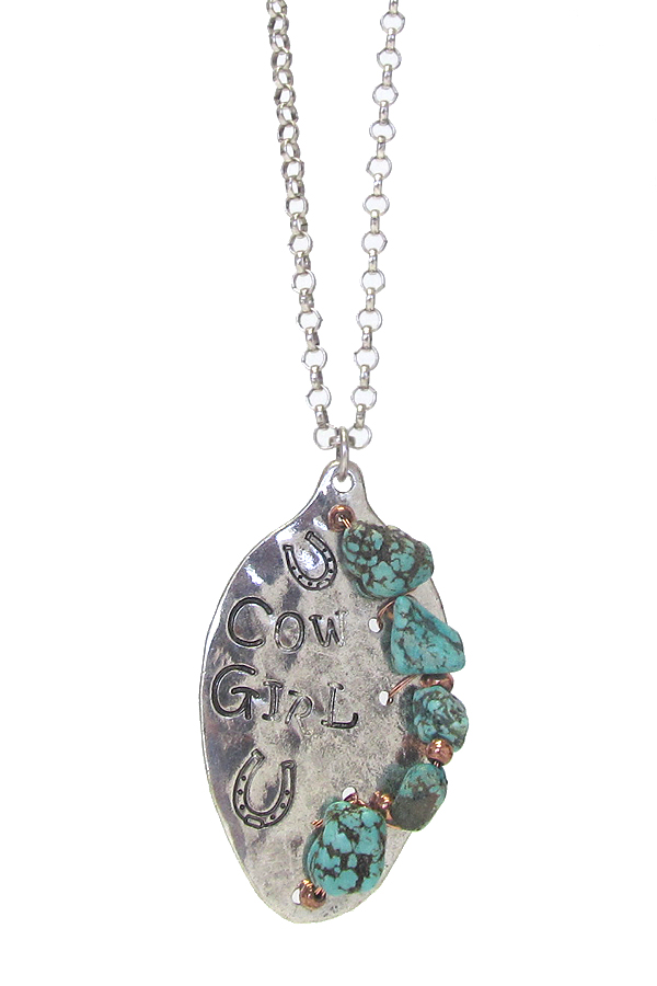 Inspiration utensil pendant long necklace - cow girl 