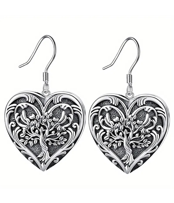 Tree of life heart earring