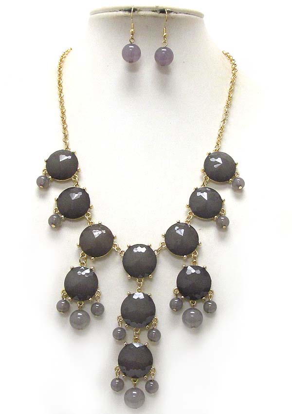 Multi facet acrylic puffy bubble necklace earring set