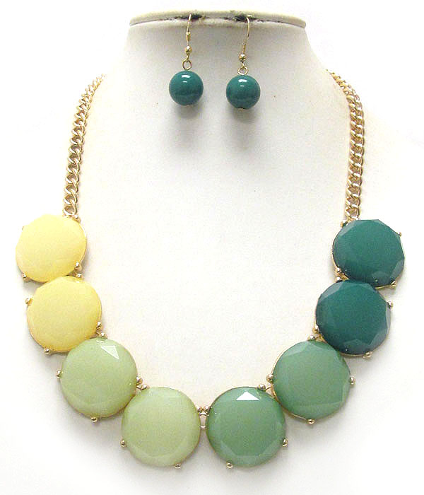 Multi facet acrylic bubble link necklace earring set