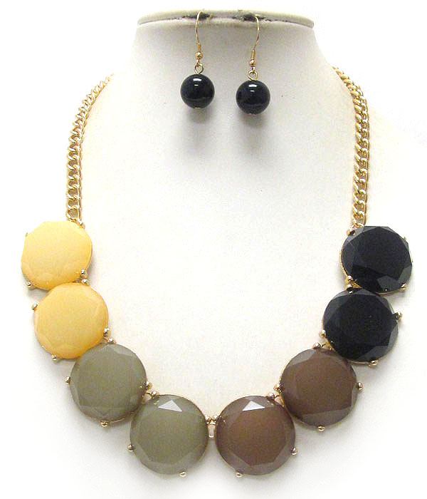 Multi facet acrylic bubble link necklace earring set