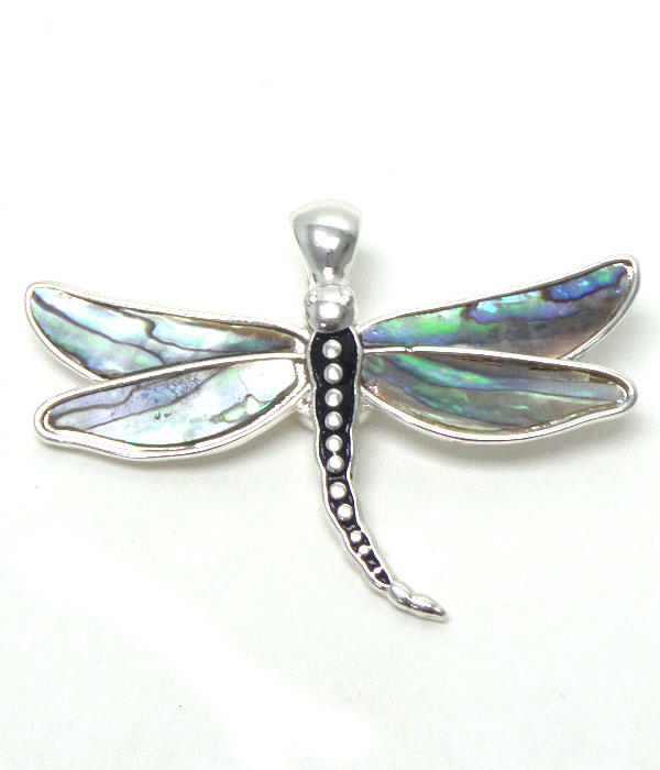 Abalone theme dragonfly pendant set