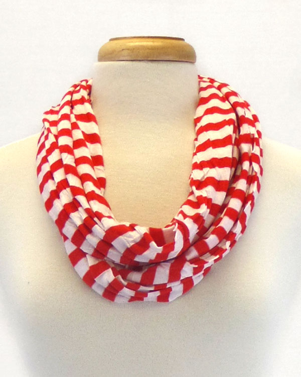 Cotton and polyester blend stripe print infinity scarf