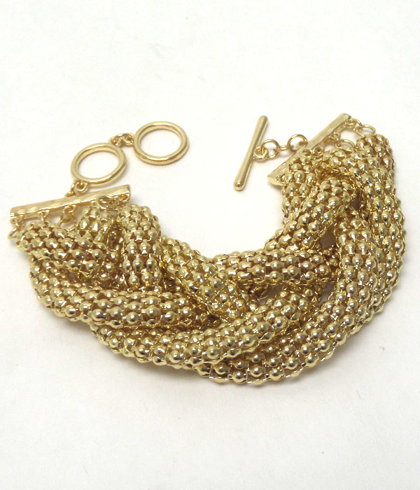 Bold braided metal chain bracelet