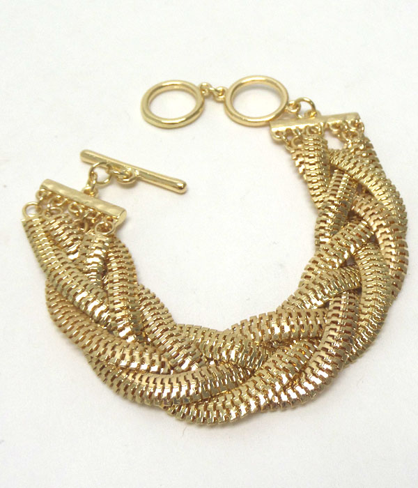 Bold braided metal chain bracelet