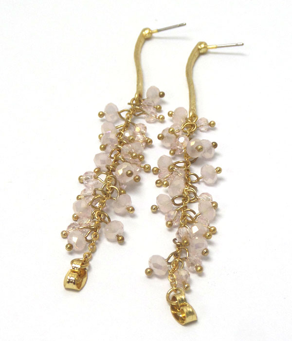 Genuine semi precious stone drop earrings - rose quartz