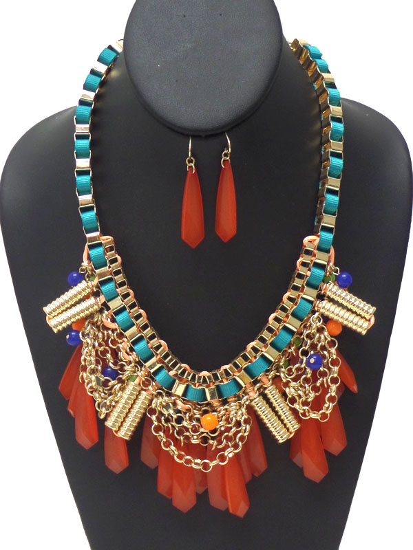 Acrylic beads with box chain necklace set