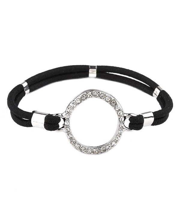 Round circle with stones elastic ponytail or bracelet