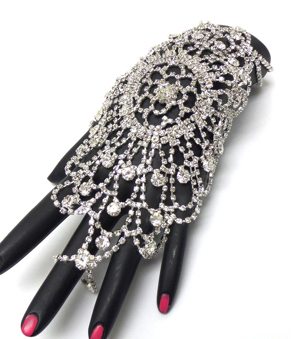 Large crystals pattern bracelet and ring set