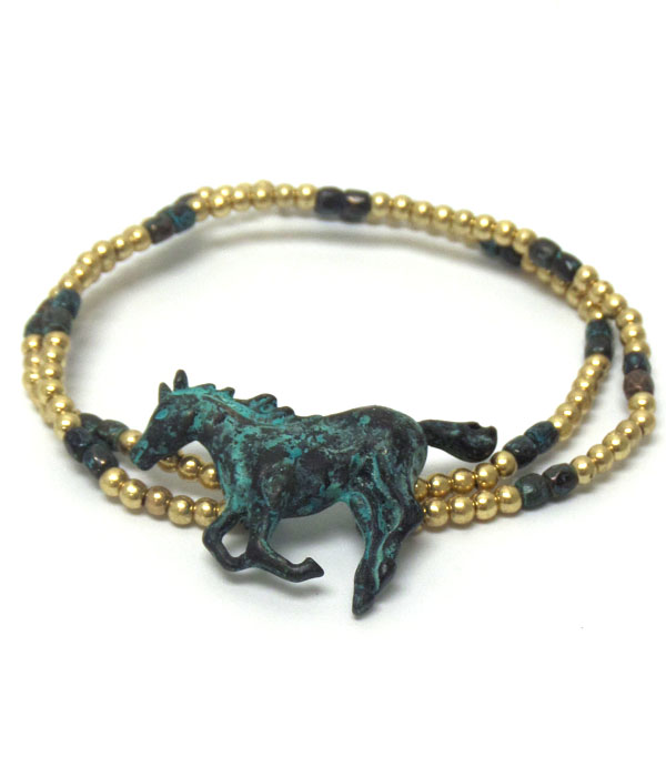 Horse double look rustic bracelet