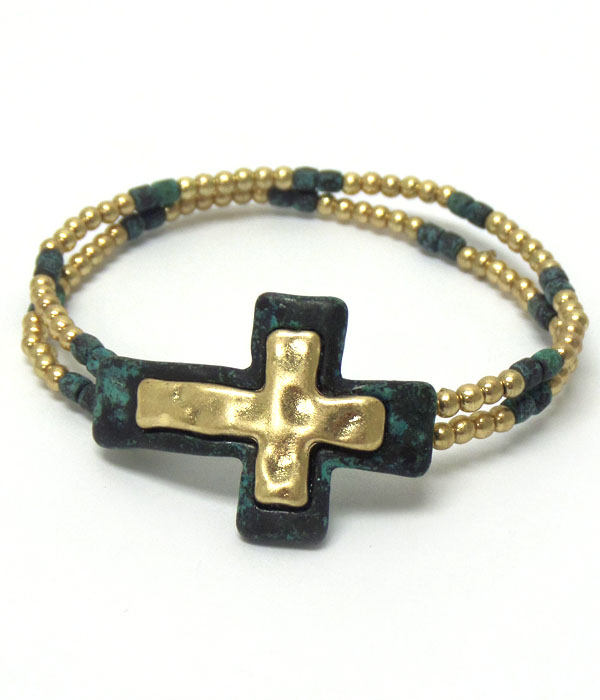 Cross double look rustic bracelet