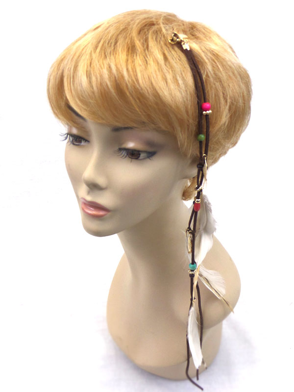 Beads and feathers hair clip