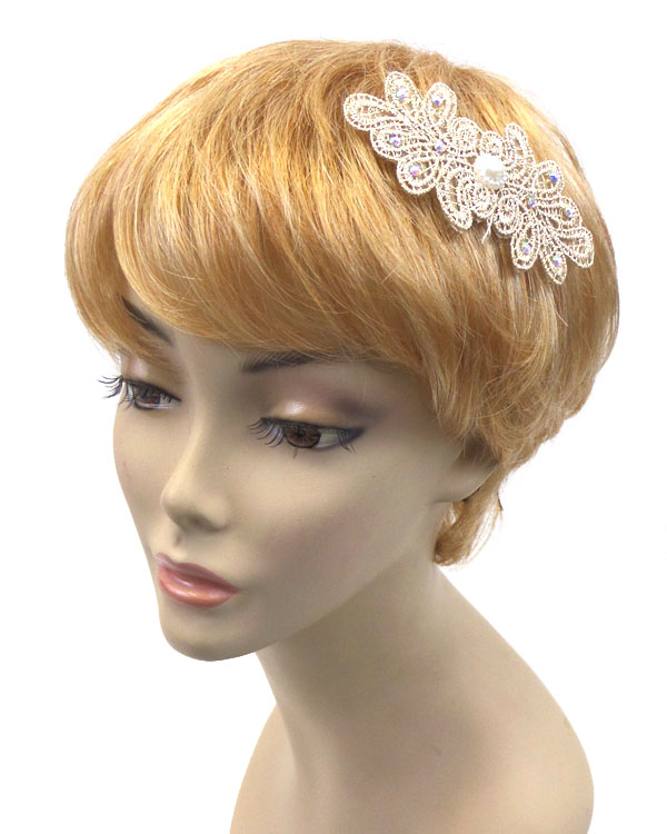 Flower lace and pearl hair patch 