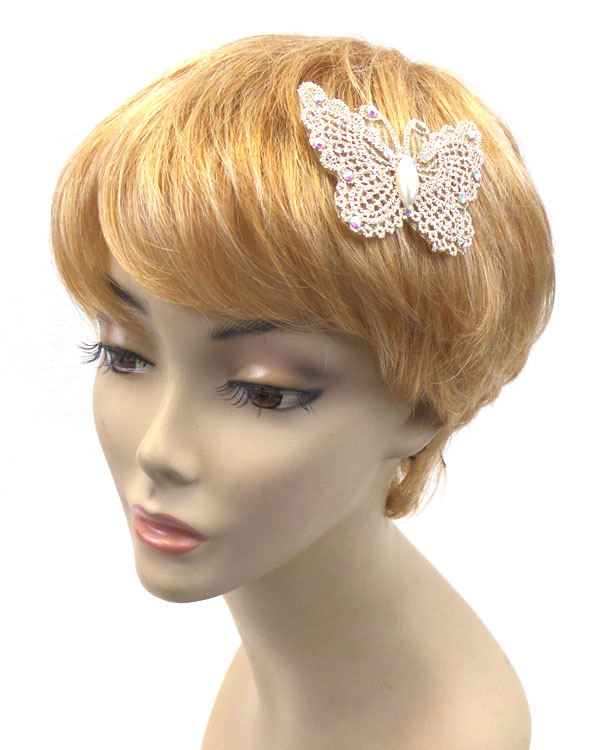 Butterfly lace and pearl hair patch 