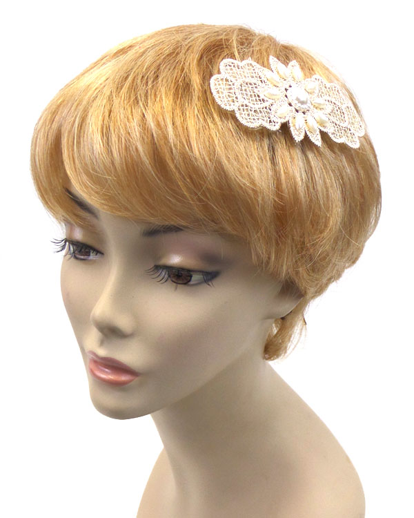 Lace and pearl hair patch