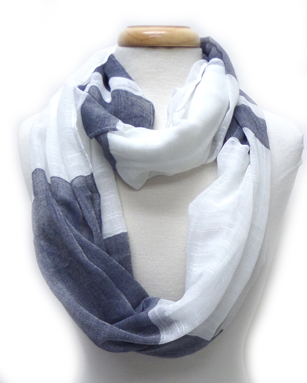 Striped print infinity scarf - 100% viscose