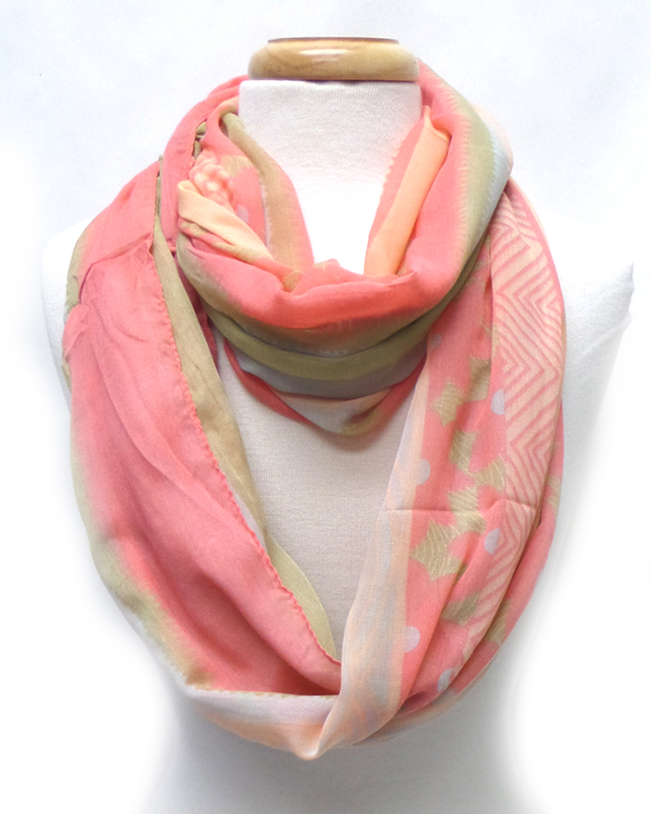 Mixed print infinity scarf - 100% viscose