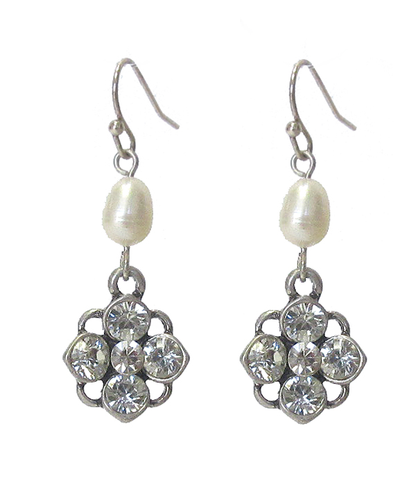 Crystal and freshwater pearl earring