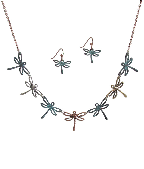 MULTI DRAGONFLY LINK NECKLACE SET