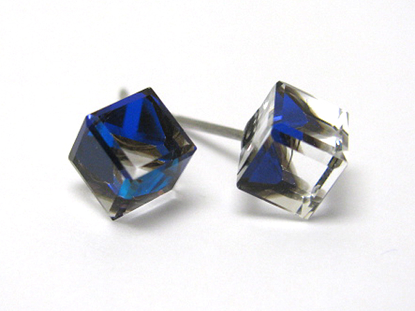 Swarovski crystal cube stud earrings - made in usa