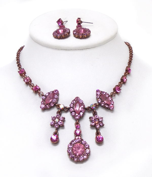 Luxury austrian crystal necklace earring set